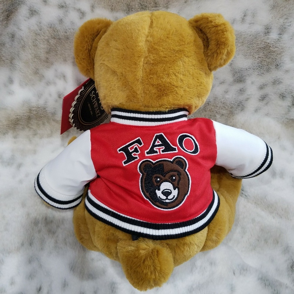 FAO Schwartz‎ Varsity Teddy Bear 12" Stuffed Animal Sealed Adoption Records Gift - Picture 2 of 8